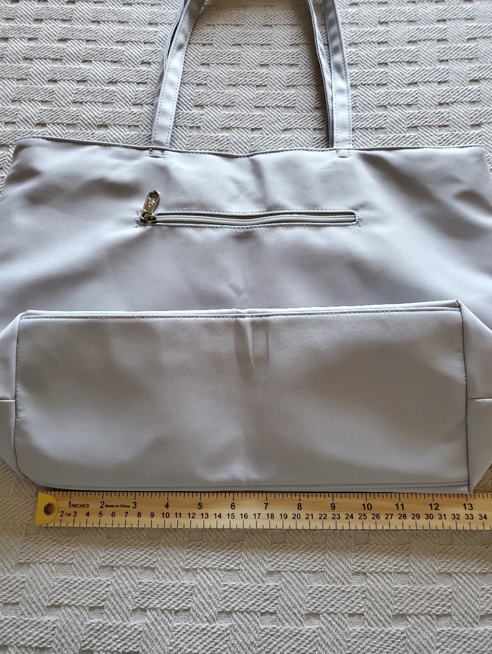 KALIDI Water Resistant Grey Zippered Tote Bag Beach Travel Shopping Market NWOT